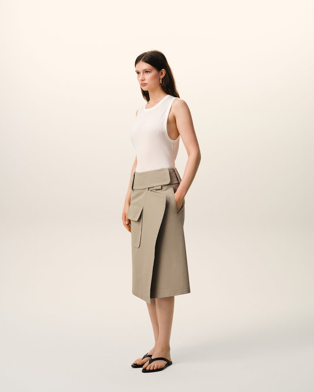 Beige Cotton Wrap Skirt