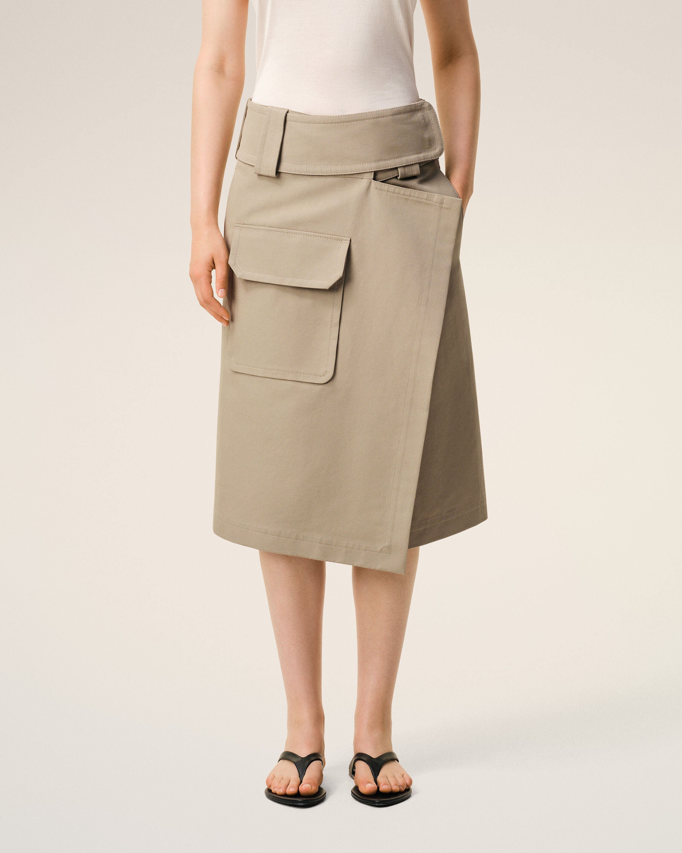 Beige Cotton Wrap Skirt