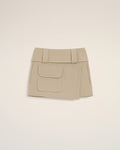 Beige Cotton Wrap Mini Skirt