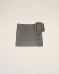 Grey Goat Leather Big Buckle Belted Mini Skirt