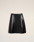 Black Lamb Leather Midi Trapeze Skirt