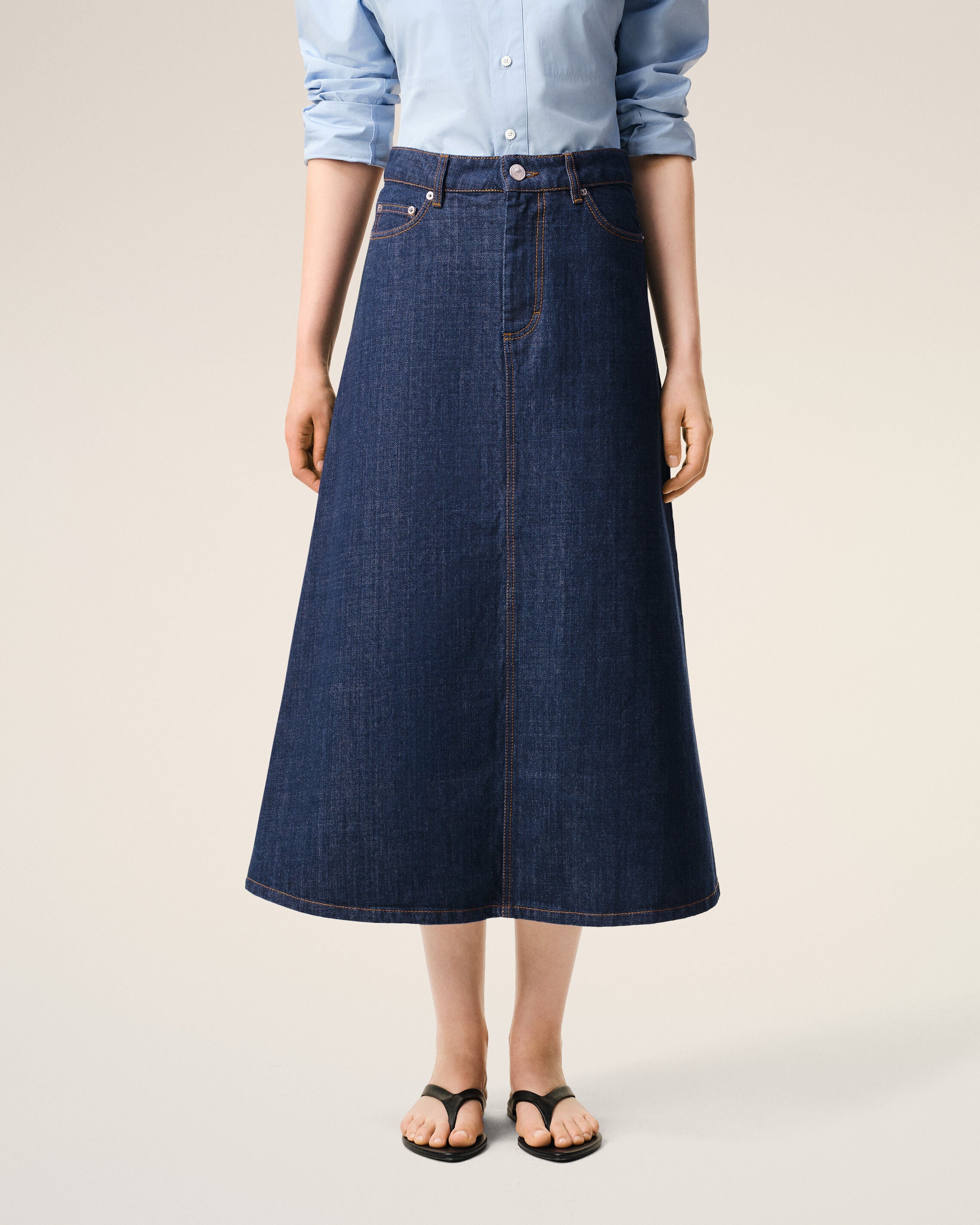 Blue Cotton Long Skirt