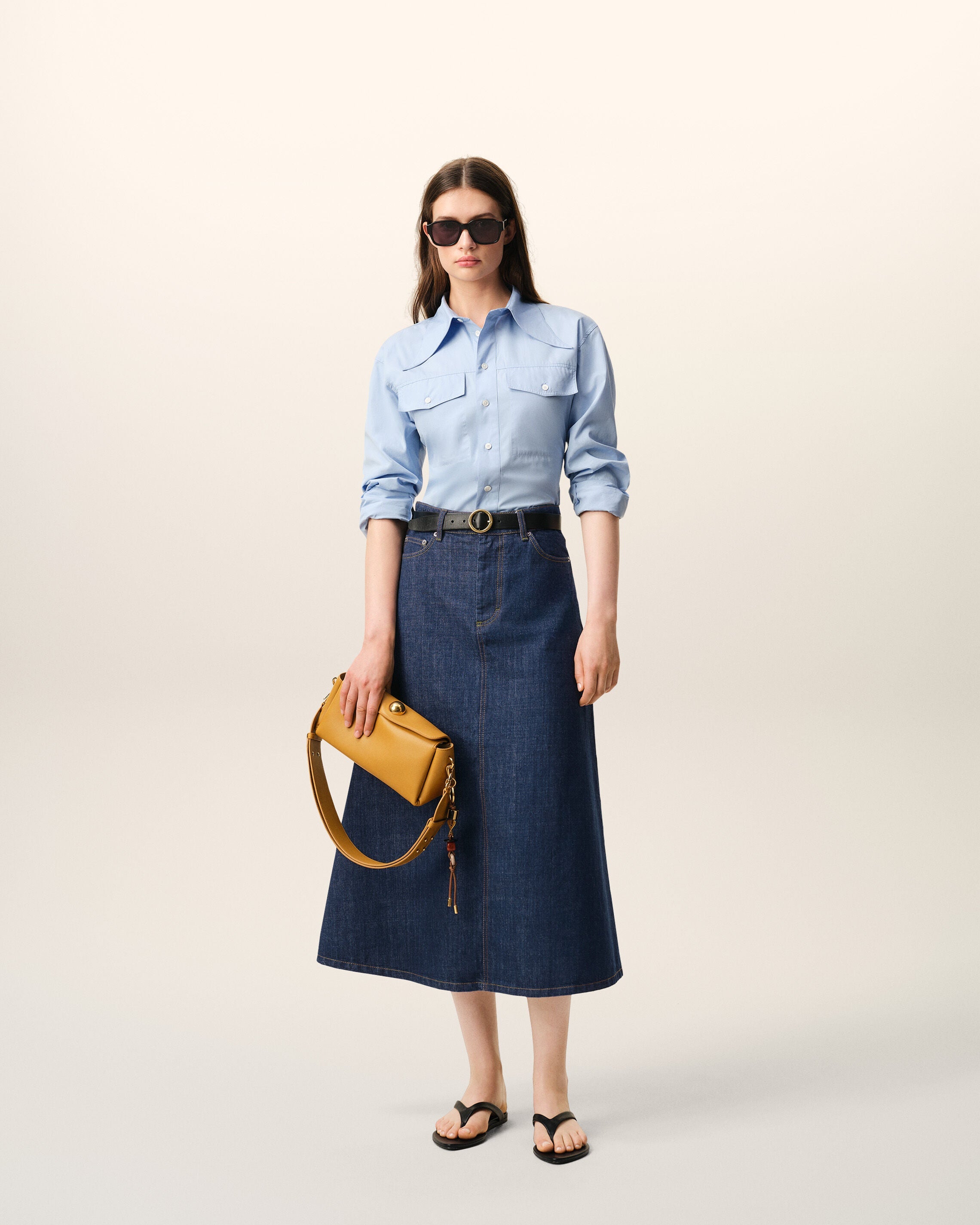 Blue Cotton Long Skirt