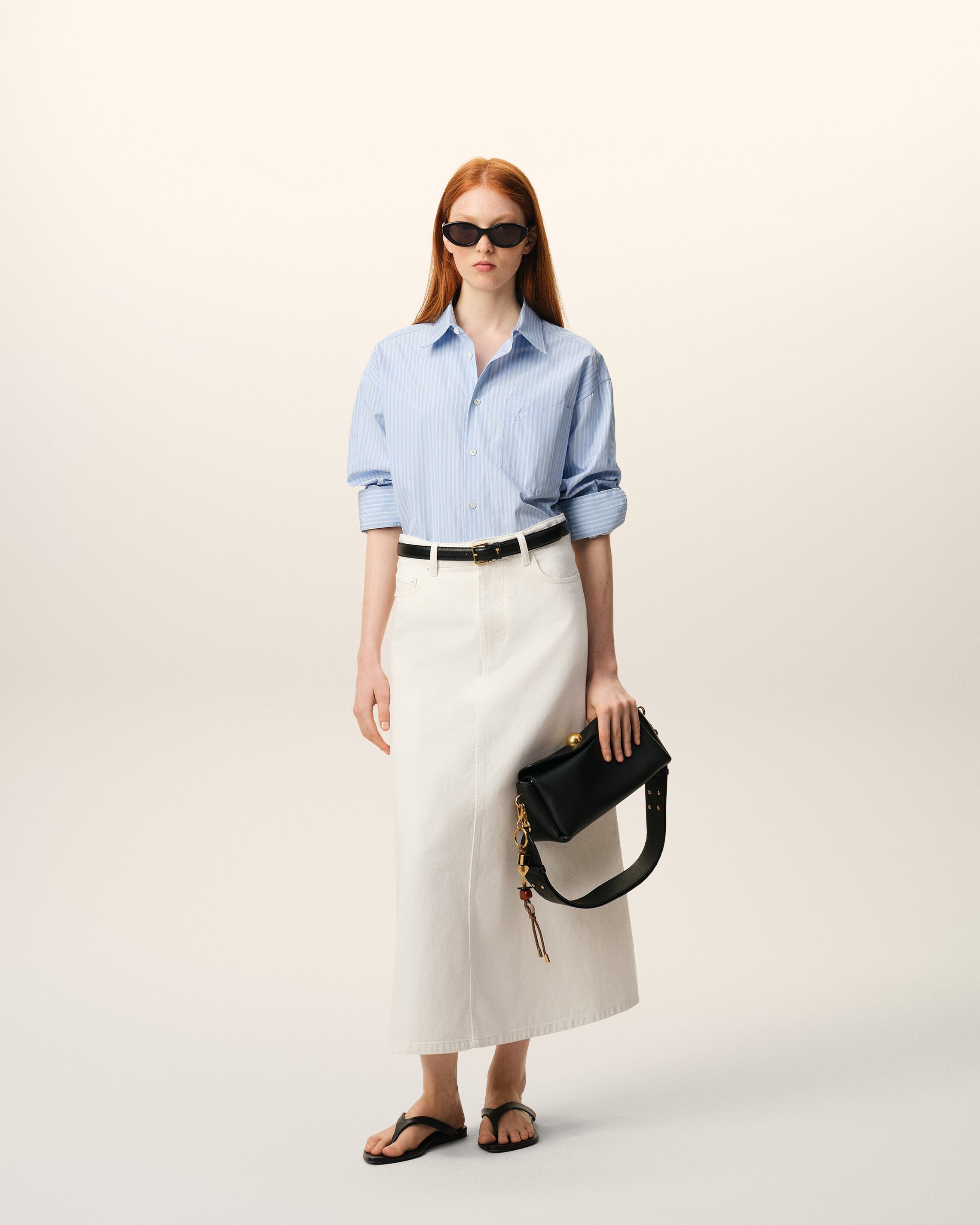 White Denim Long Skirt