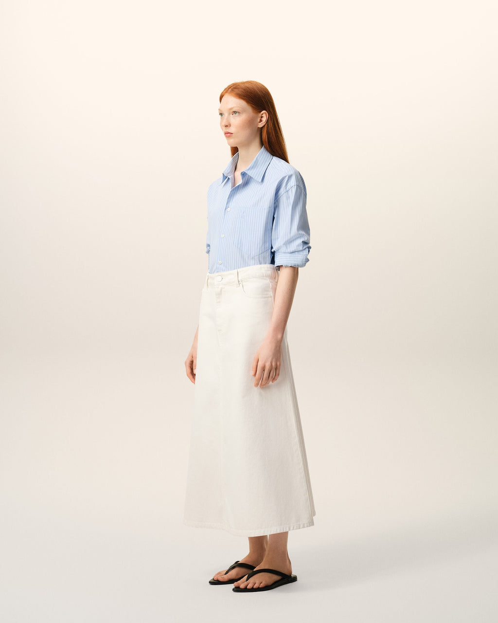 White Denim Long Skirt
