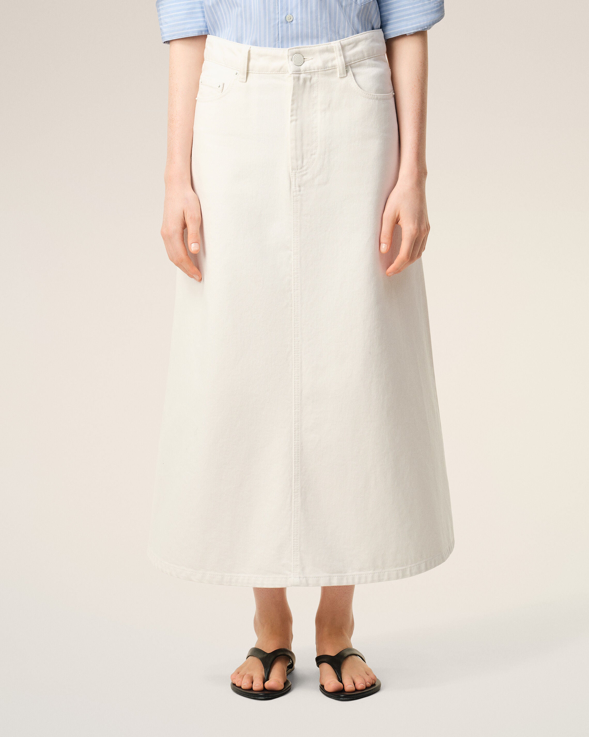 White Denim Long Skirt
