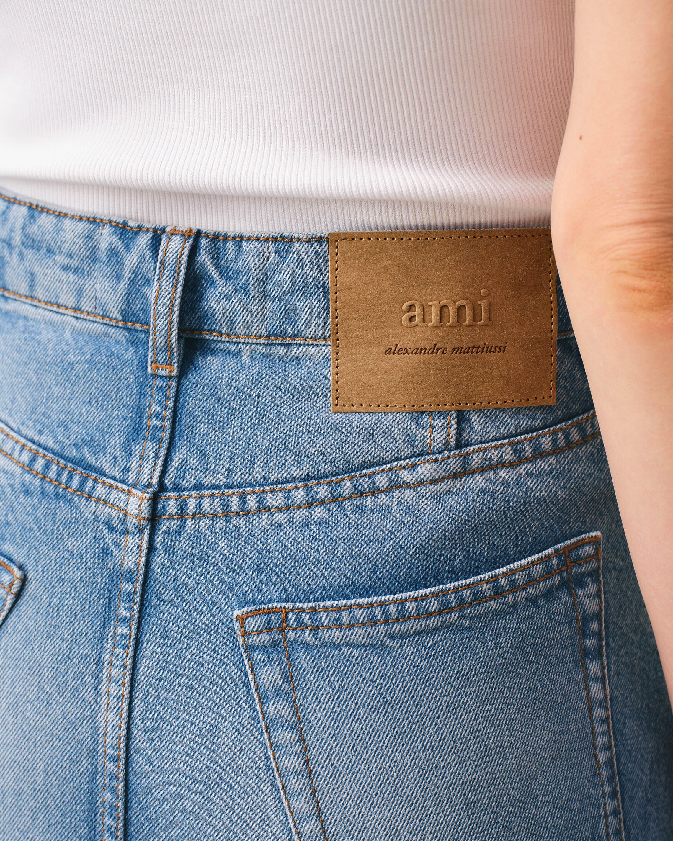 Blue Cotton Mini Skirt