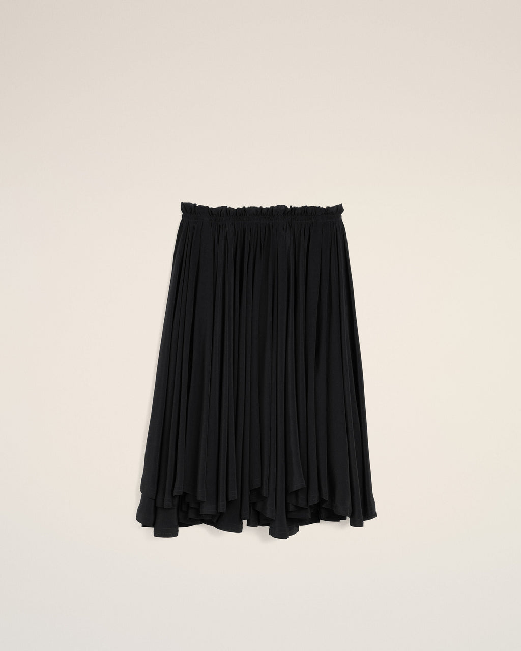 Black Blended Silk Midi Corolla Skirt