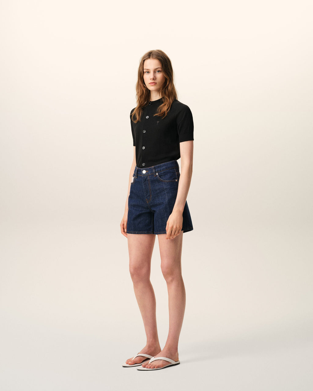 Blue Cotton Ami Paris Heritage Label Shorts