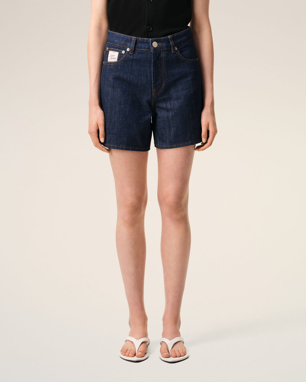 Blue Cotton Ami Paris Heritage Label Shorts