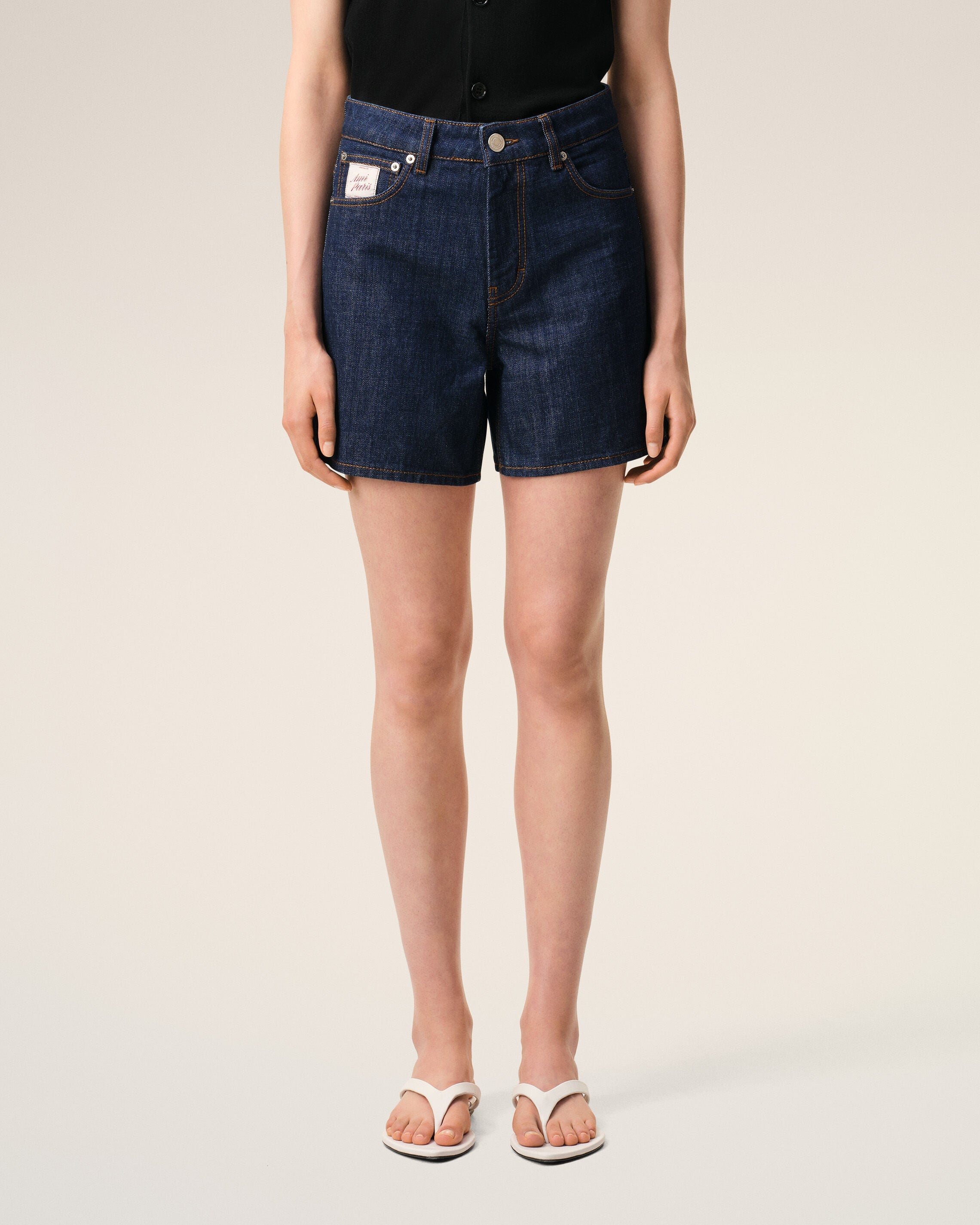 Blue Cotton Ami Paris Heritage Label Shorts