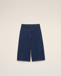 Blue Cotton Wrapped Belted Bermuda Shorts