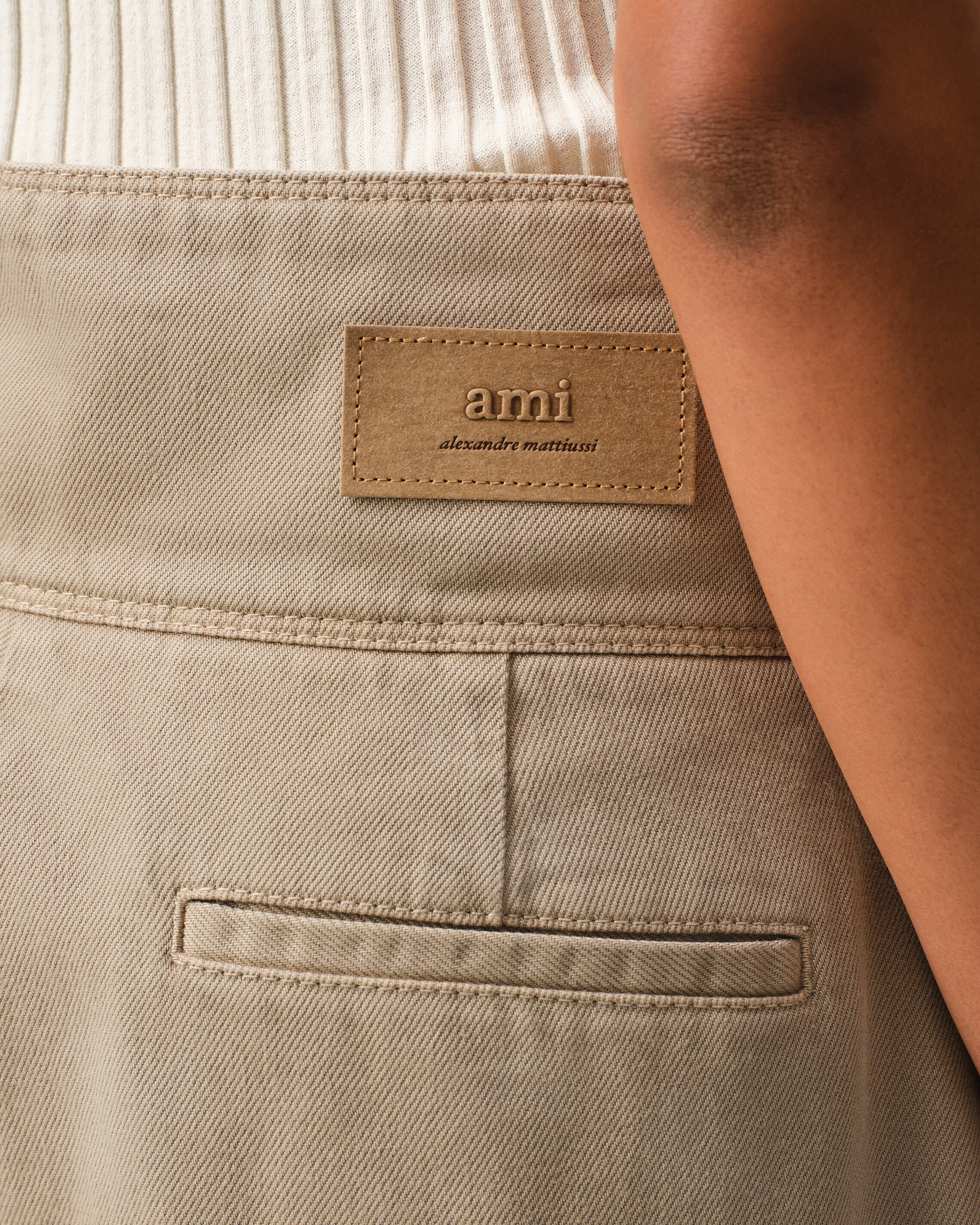 Beige Cotton Wrapped Belted Bermuda Shorts