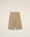 Beige Cotton Wrapped Belted Bermuda Shorts