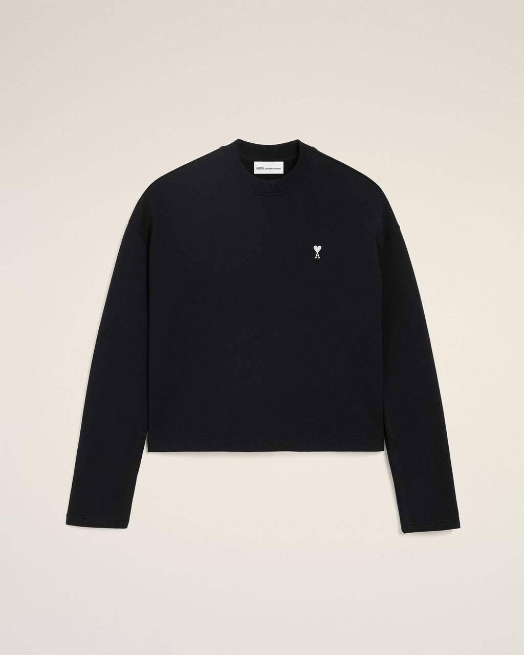 Black Cotton Ami De Coeur Cropped Sweatshirt