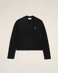 Black Cotton Ami De Coeur Cropped Sweatshirt