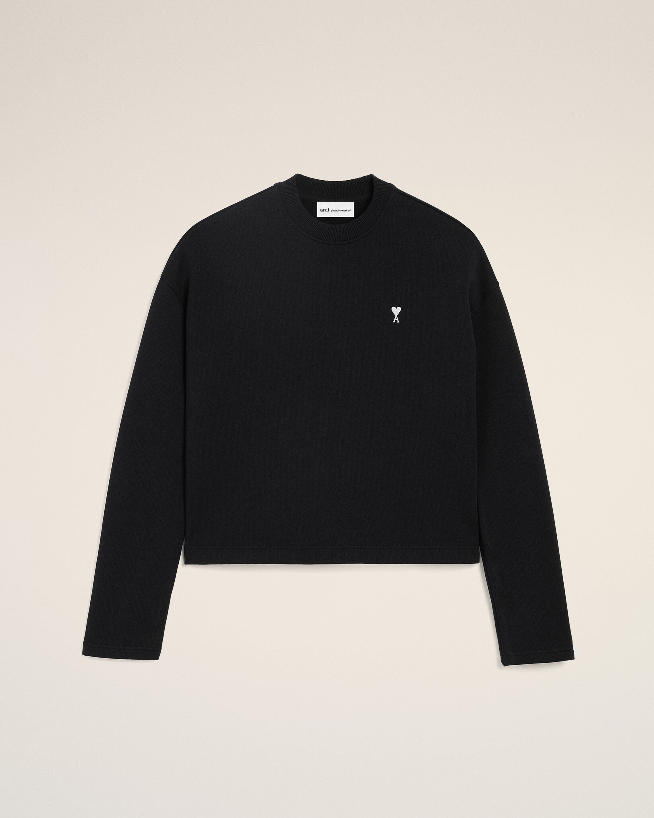 Black Cotton Ami De Coeur Cropped Sweatshirt