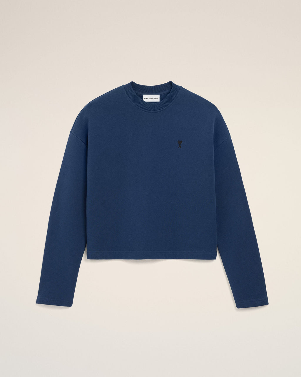 Blue Cotton Ami De Coeur Cropped Sweatshirt