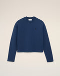 Blue Cotton Ami De Coeur Cropped Sweatshirt