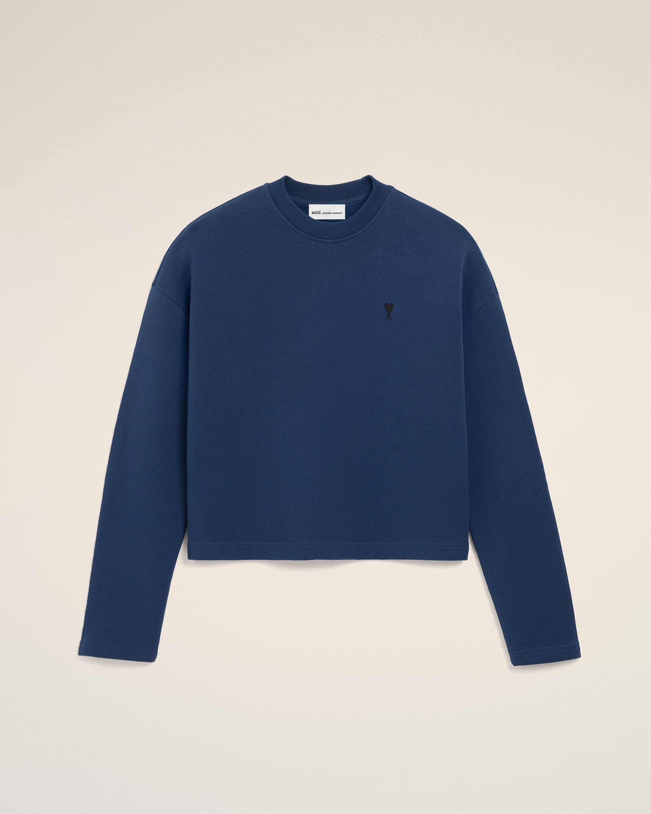 Blue Cotton Ami De Coeur Cropped Sweatshirt