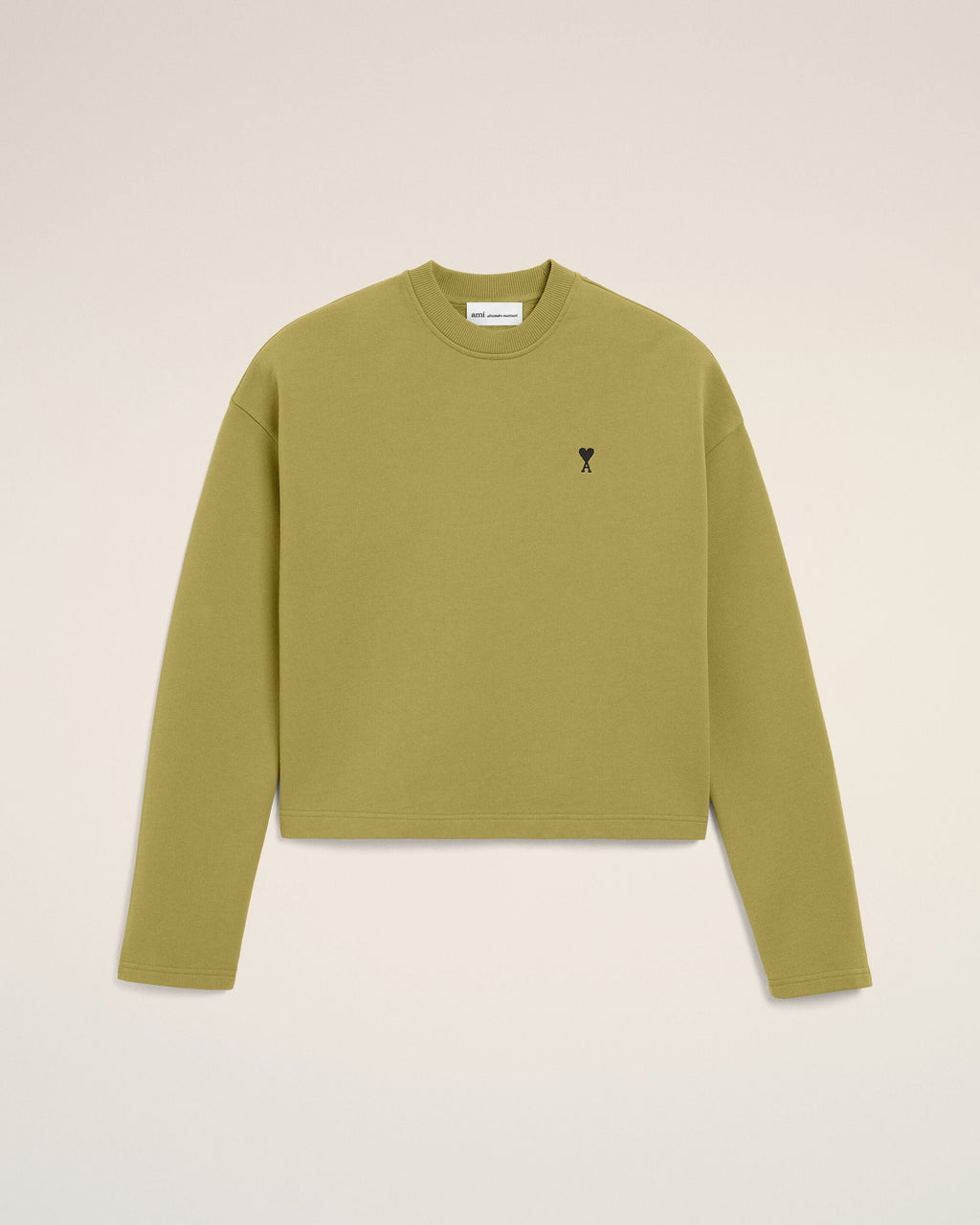 Green Cotton Ami De Coeur Cropped Sweatshirt
