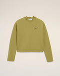 Green Cotton Ami De Coeur Cropped Sweatshirt
