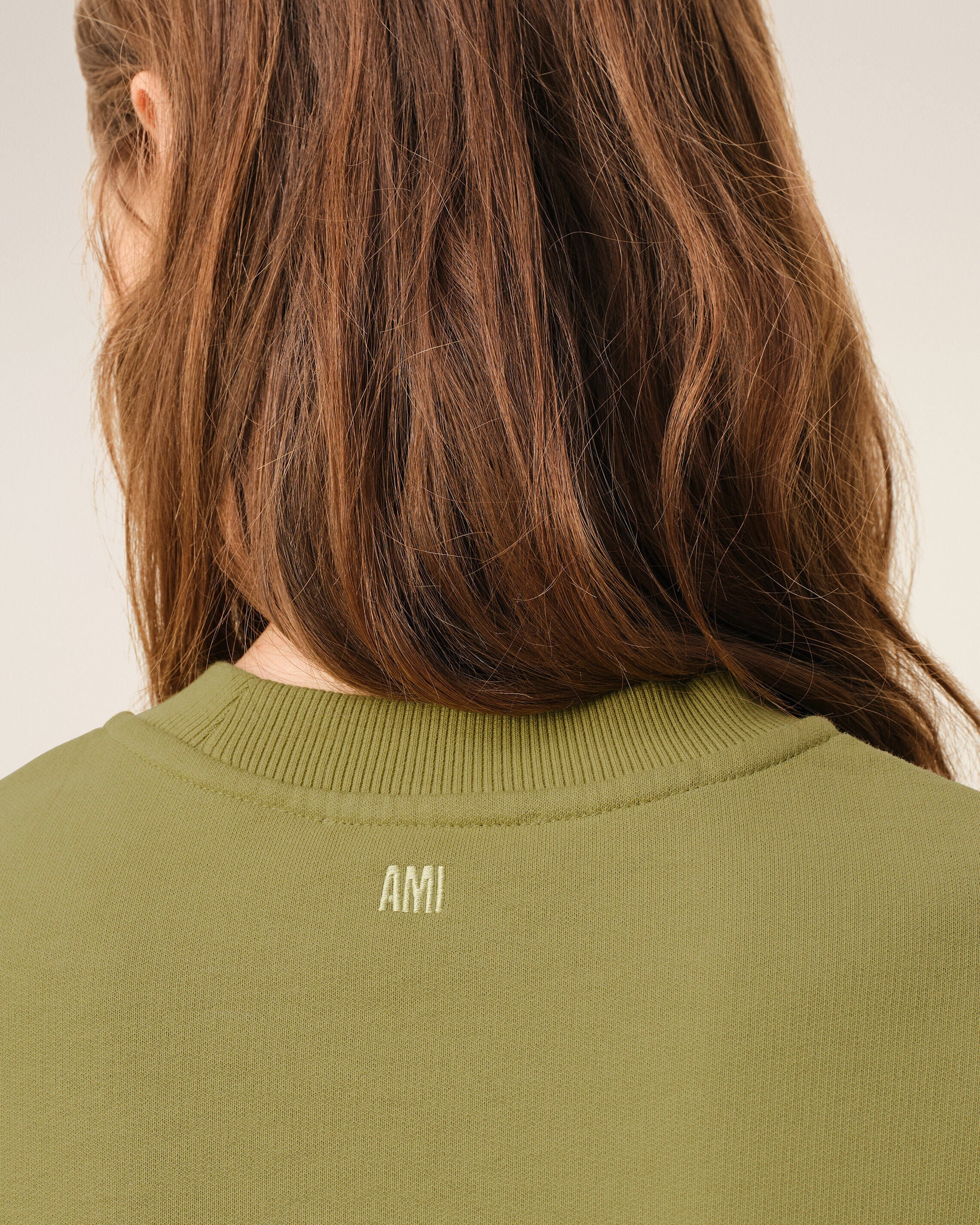 Green Cotton Ami De Coeur Cropped Sweatshirt
