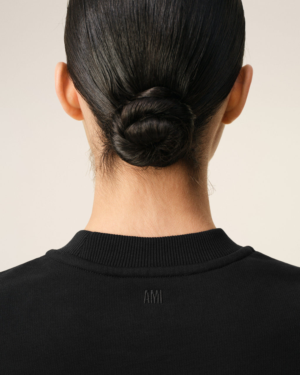 Black Cotton Ami De Coeur Cropped Sweatshirt