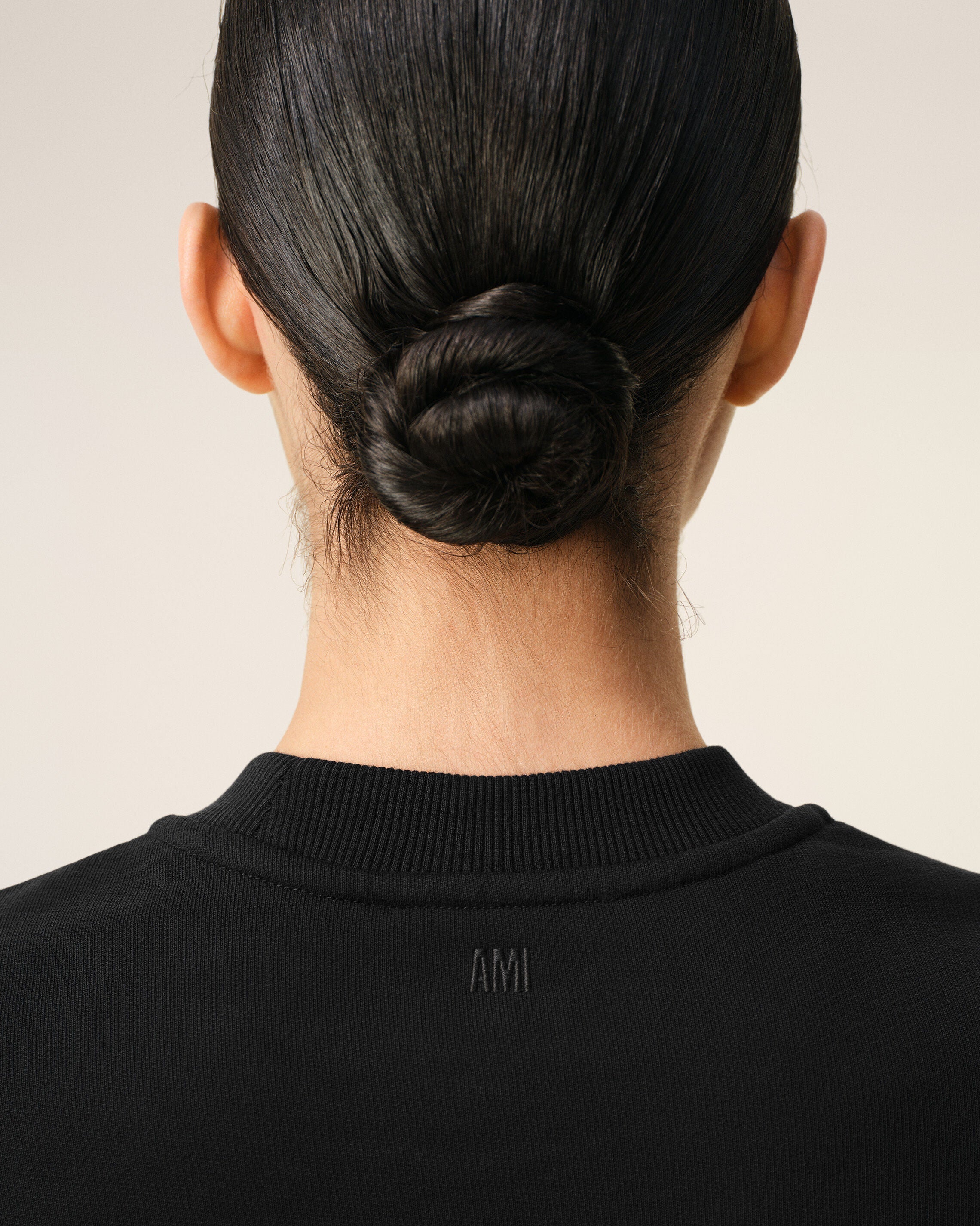 Black Cotton Ami De Coeur Cropped Sweatshirt