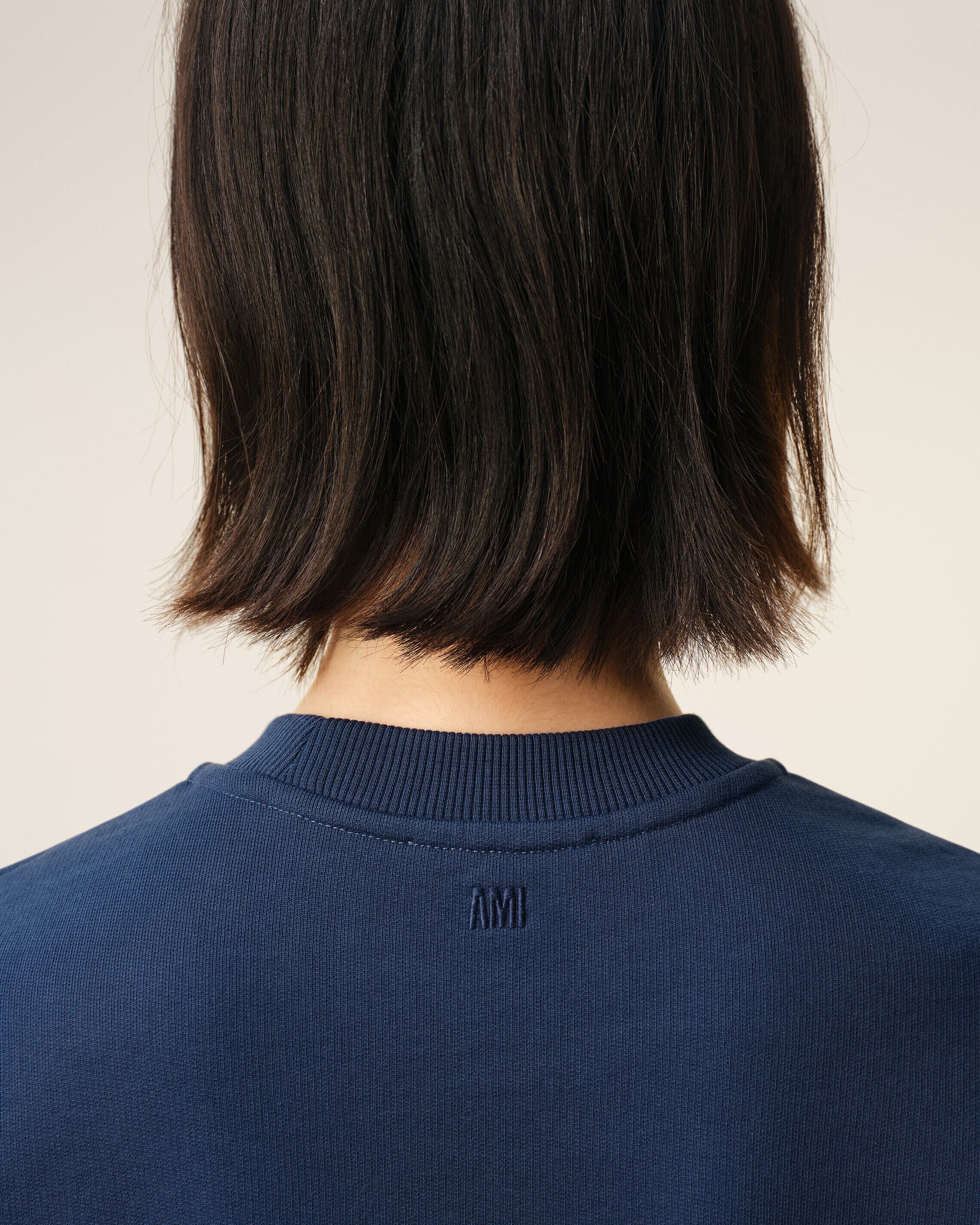 Blue Cotton Ami De Coeur Cropped Sweatshirt