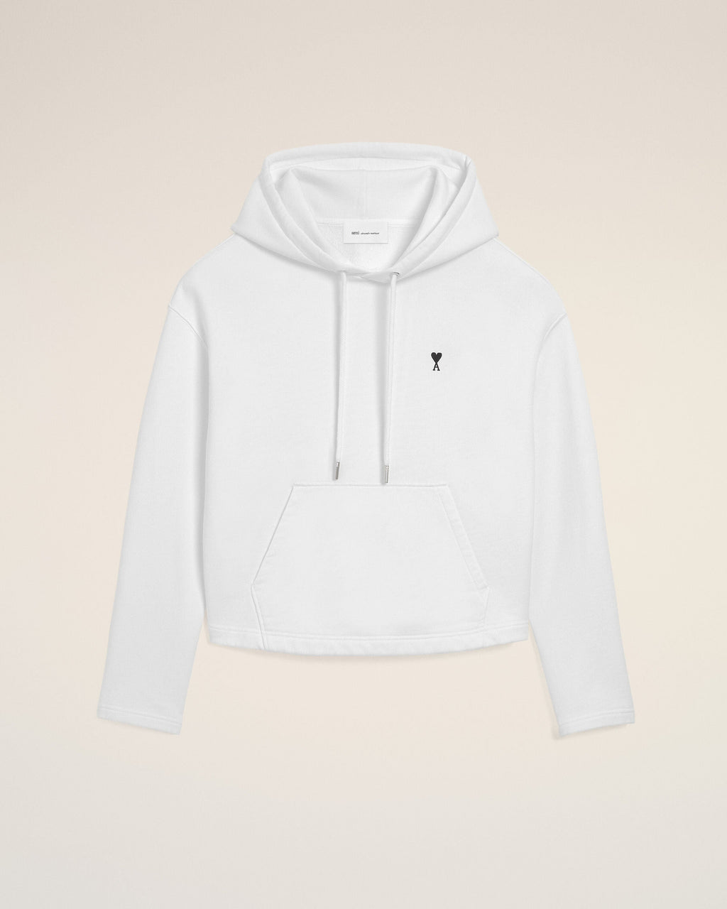 White Cotton Ami De Coeur Cropped Hoodie