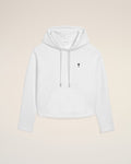 White Cotton Ami De Coeur Cropped Hoodie