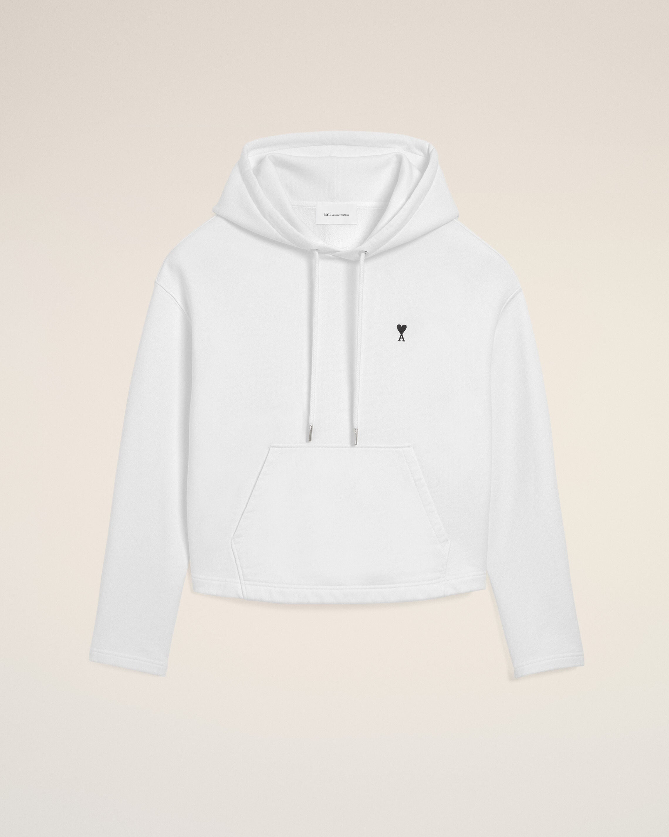 White Cotton Ami De Coeur Cropped Hoodie