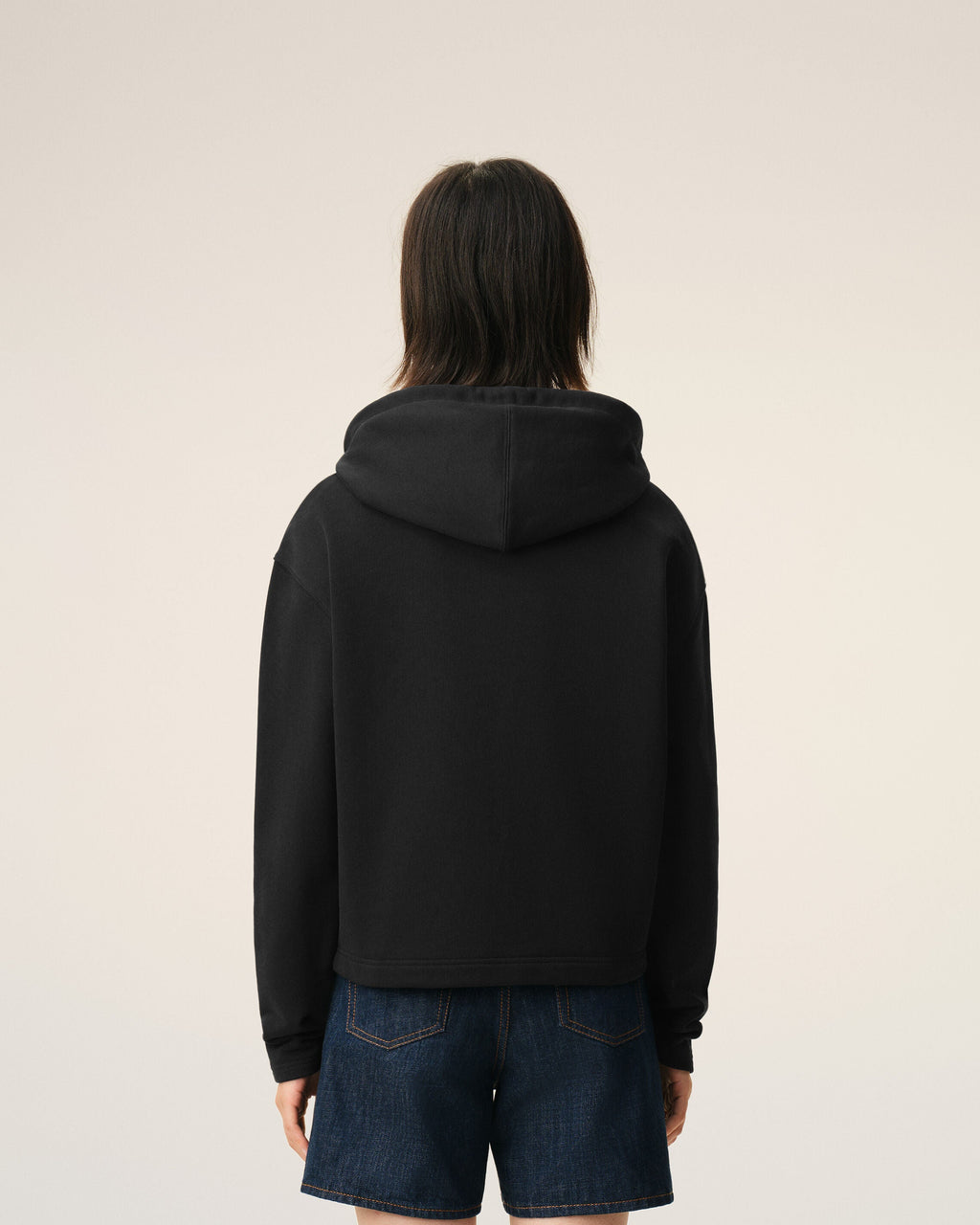 Black Cotton Ami De Coeur Zipped Hoodie