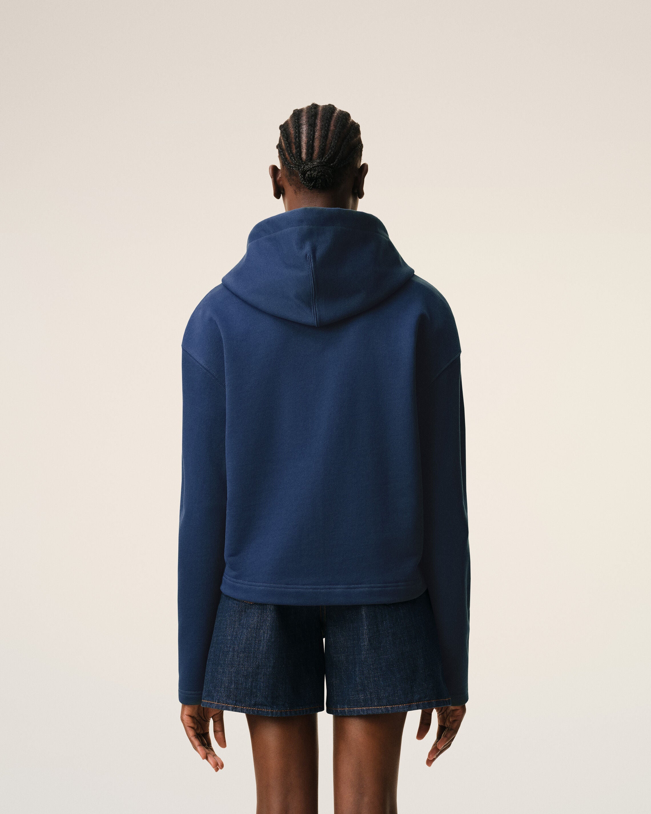 Blue Cotton Ami De Coeur Zipped Hoodie