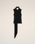 Black Jersey Sleeveless Lavalliere Top