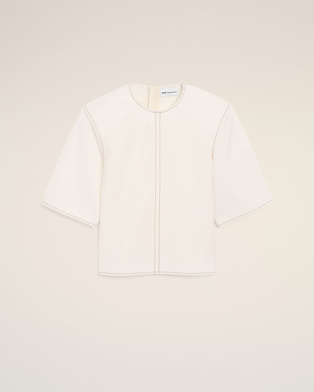 White Cotton Short Sleeves Fitted Top