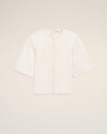 White Cotton Short Sleeves Fitted Top