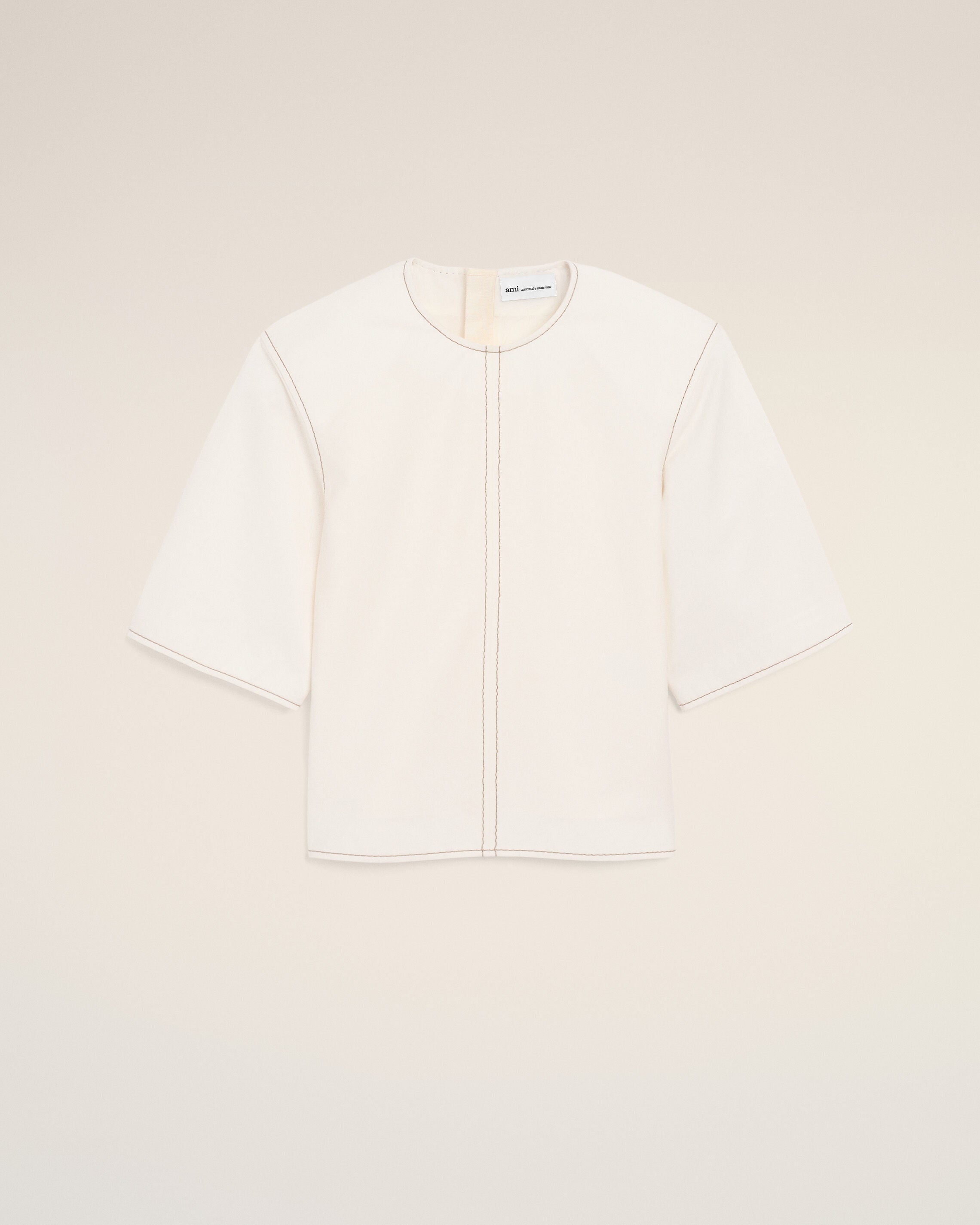 White Cotton Short Sleeves Fitted Top