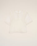 White SIlk Short Sleeves Sheer With Undertop Top