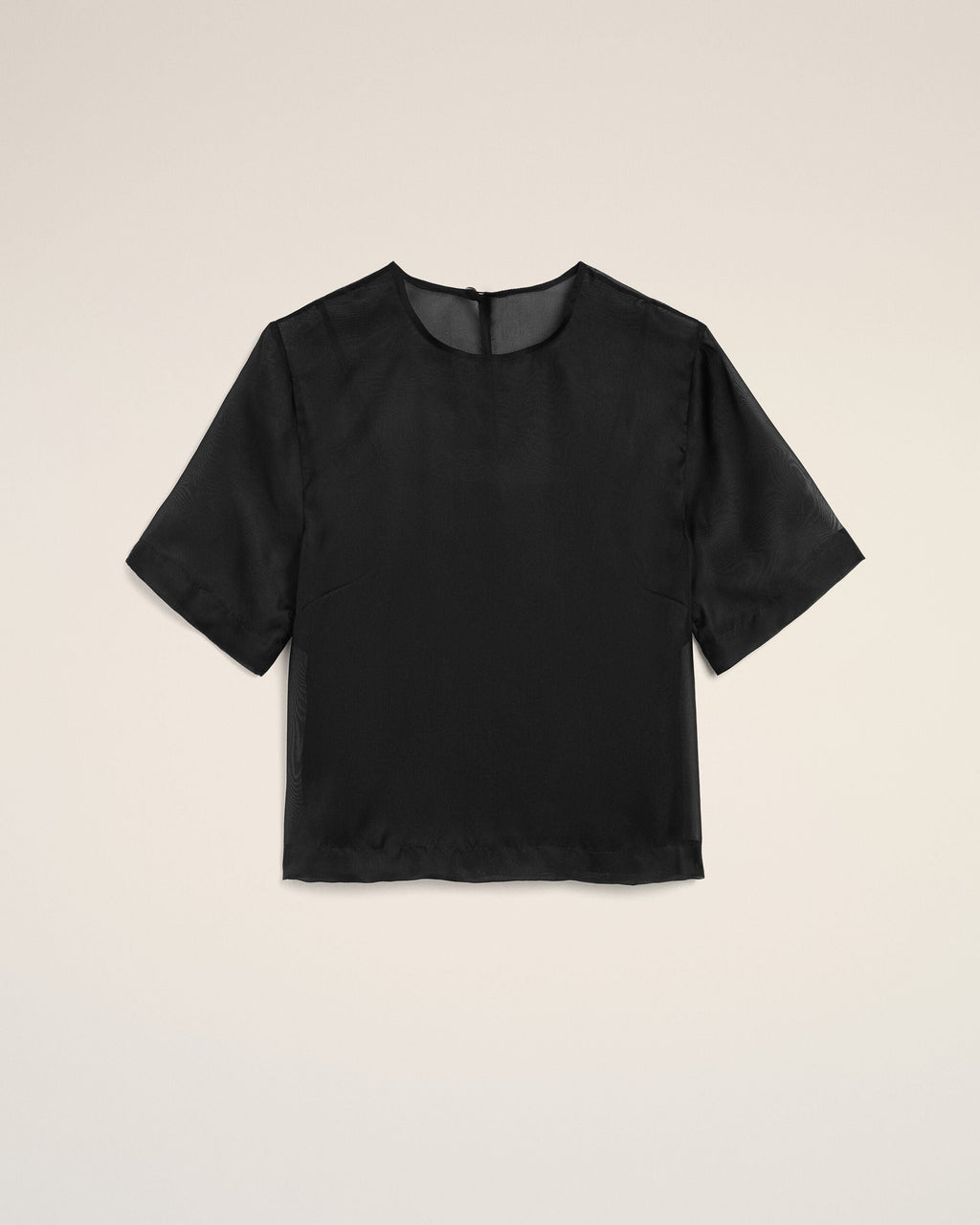 Black SIlk Short Sleeves Sheer With Undertop Top