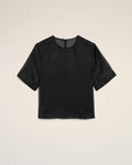 Black SIlk Short Sleeves Sheer With Undertop Top