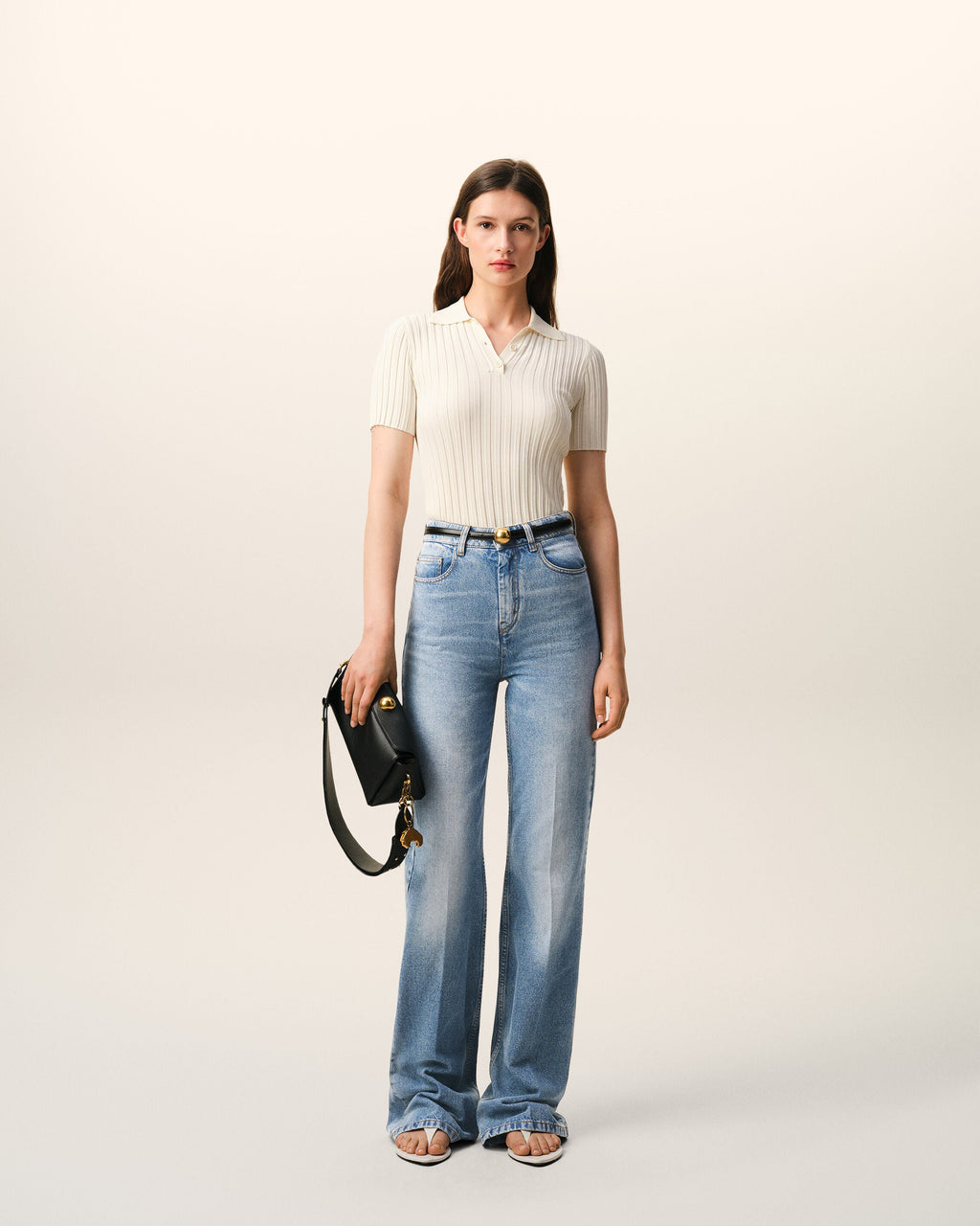Blue Cotton Flare Fit Jeans