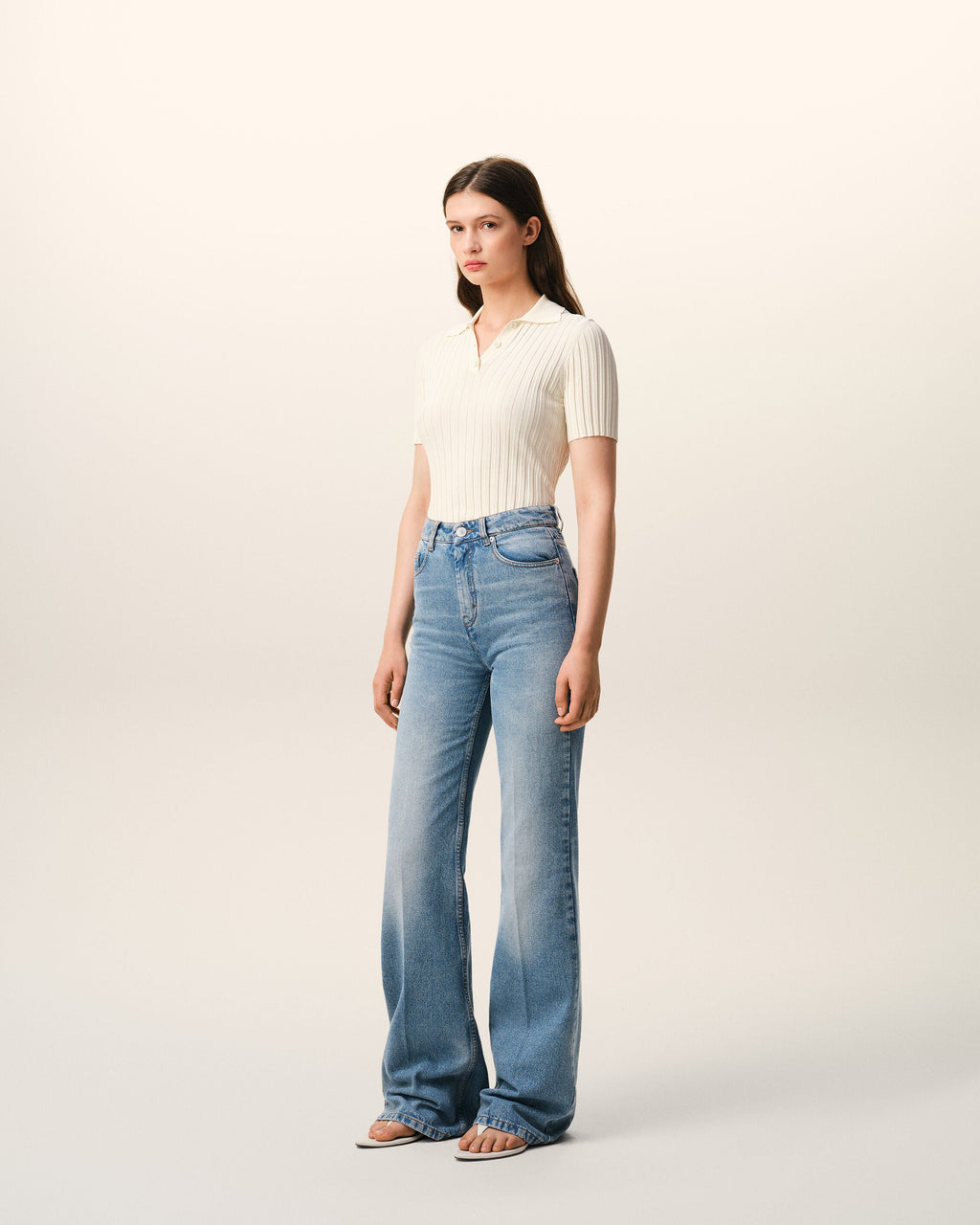 Blue Cotton Flare Fit Jeans