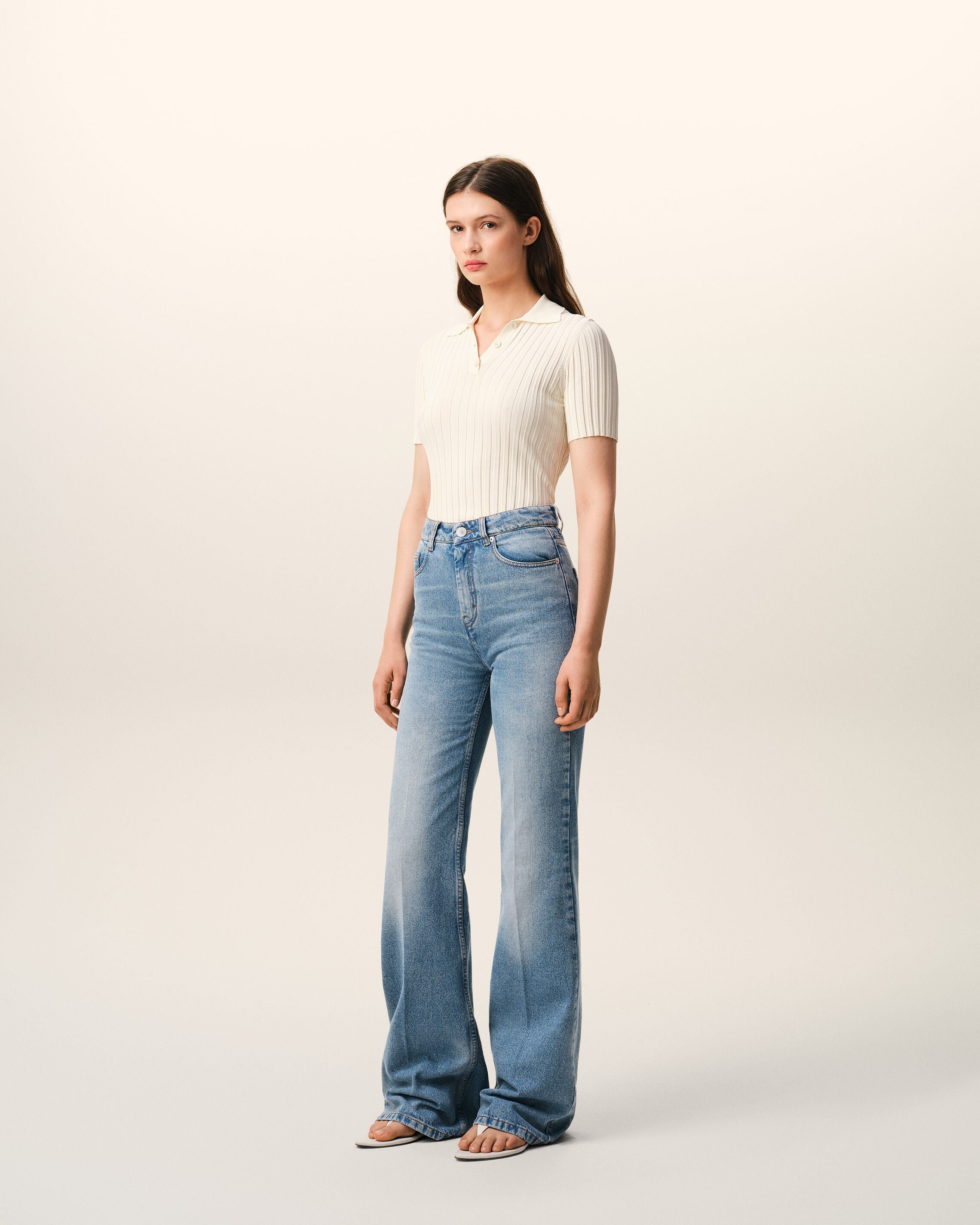 Blue Cotton Flare Fit Jeans