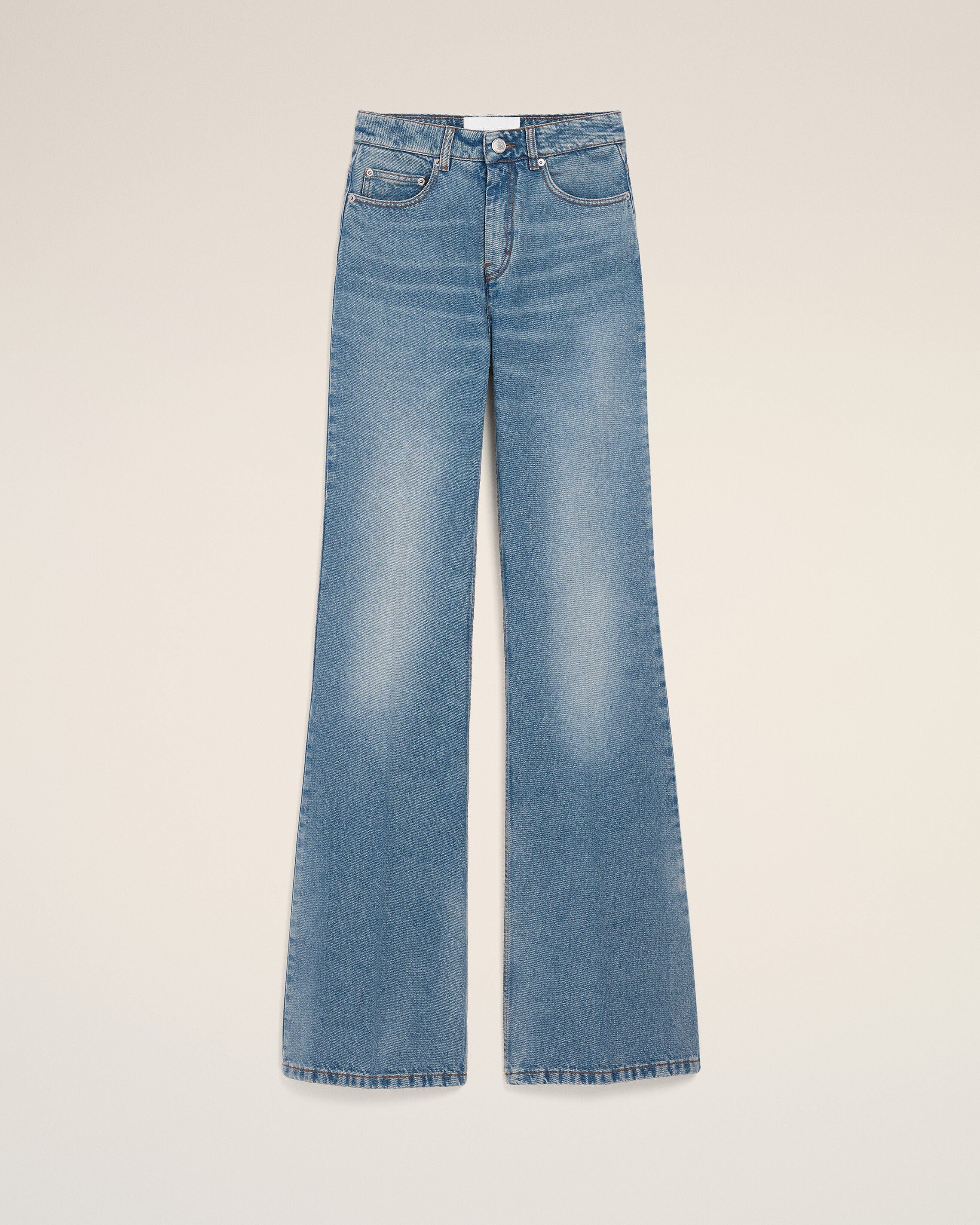 Blue Cotton Flare Fit Jeans