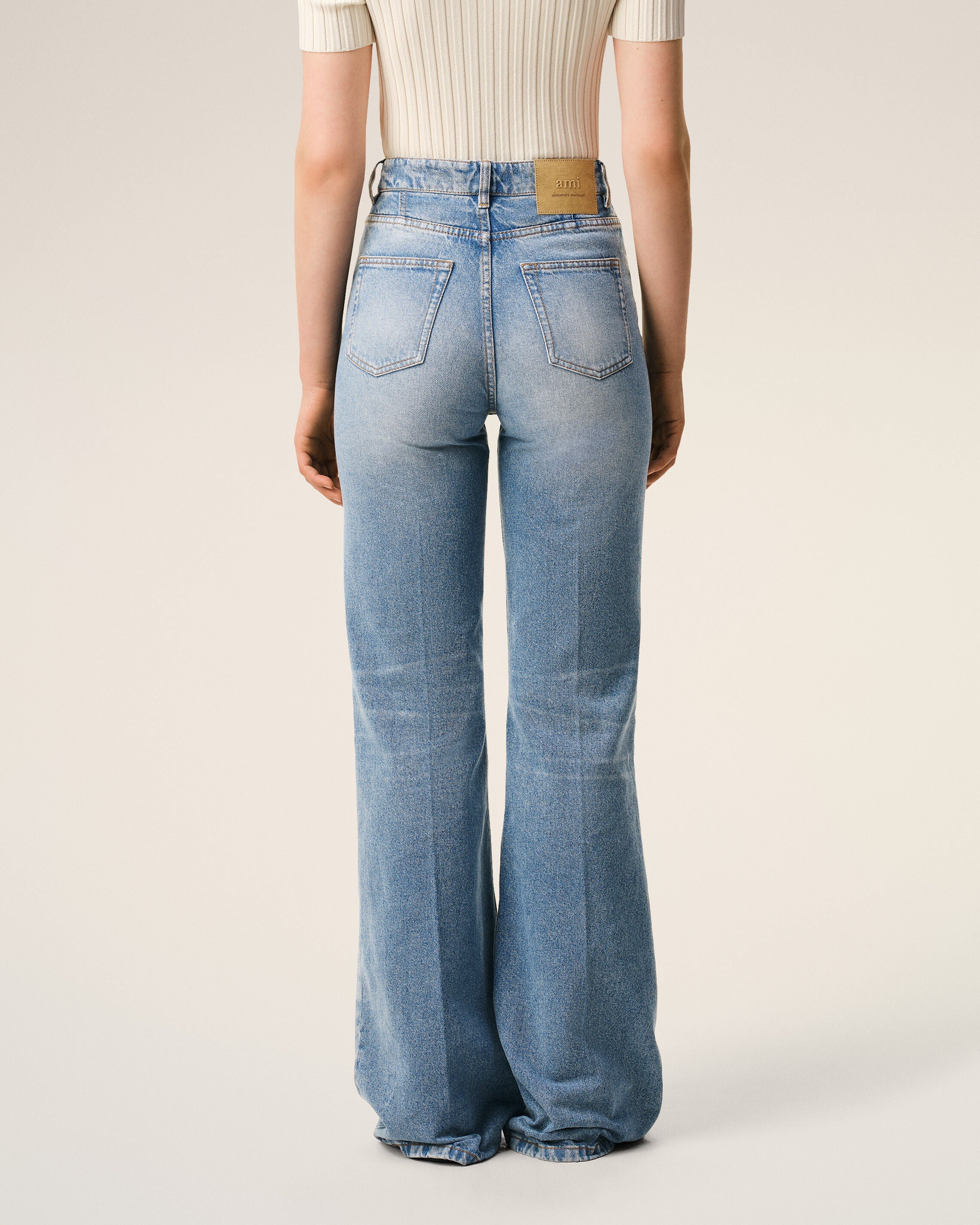 Blue Cotton Flare Fit Jeans