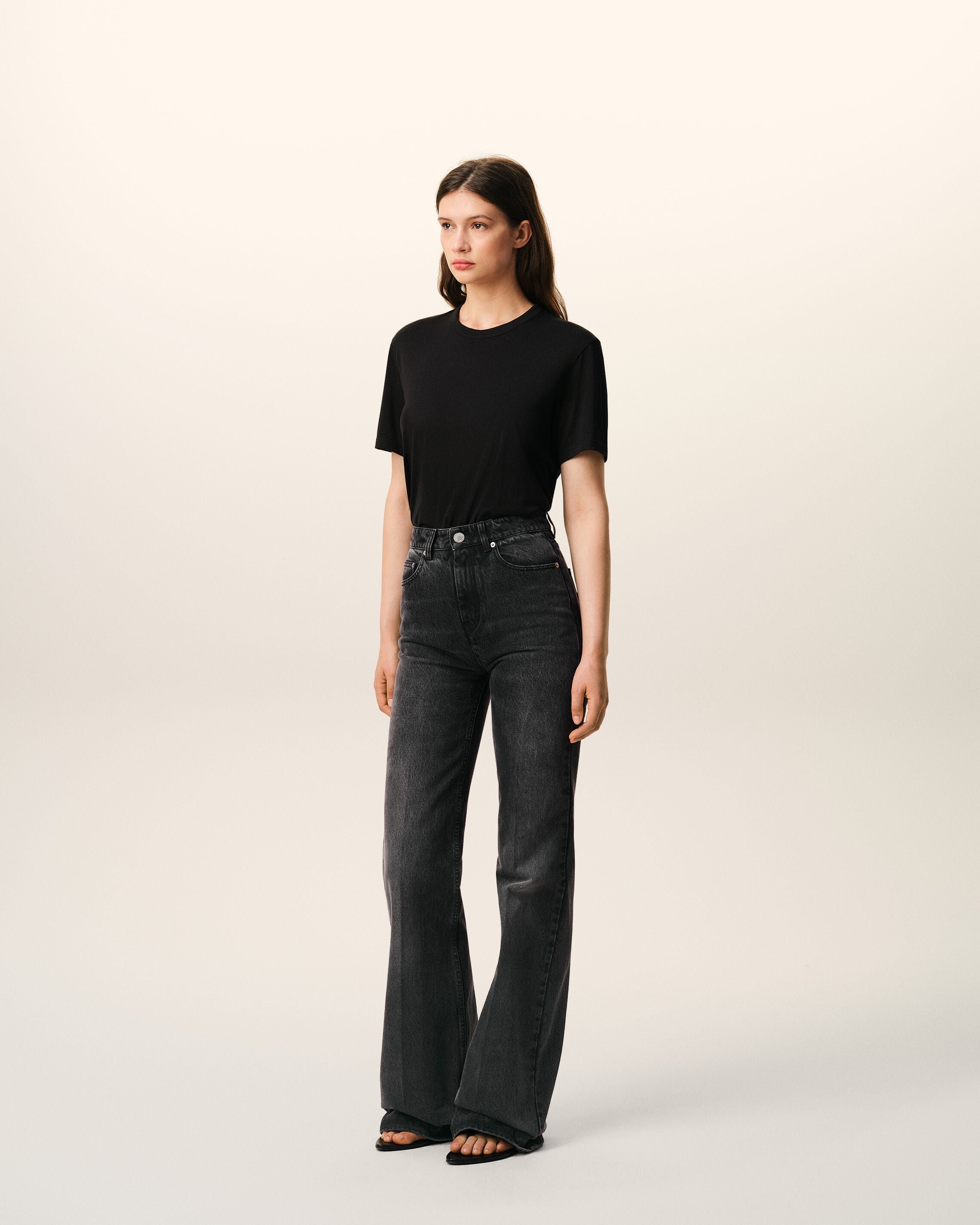 Black Cotton Flare Fit Jeans