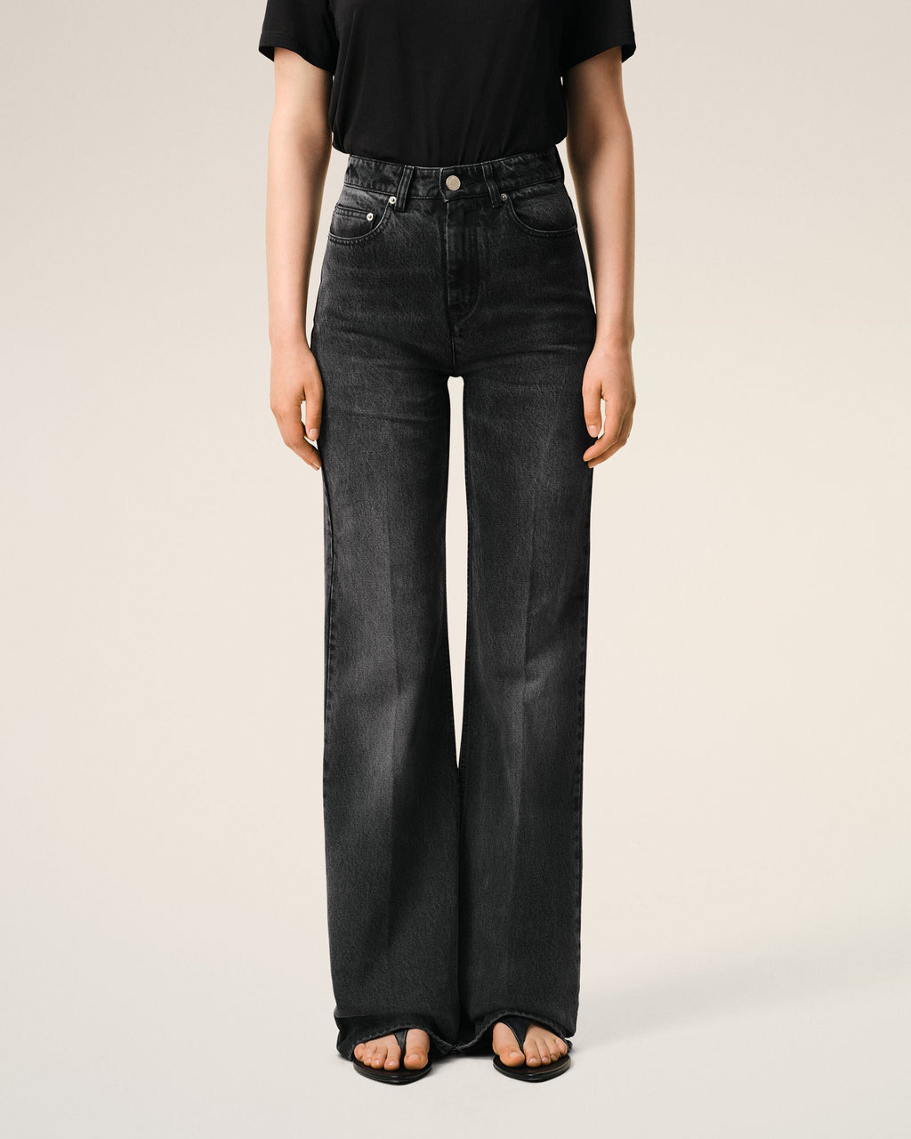 Black Cotton Flare Fit Jeans