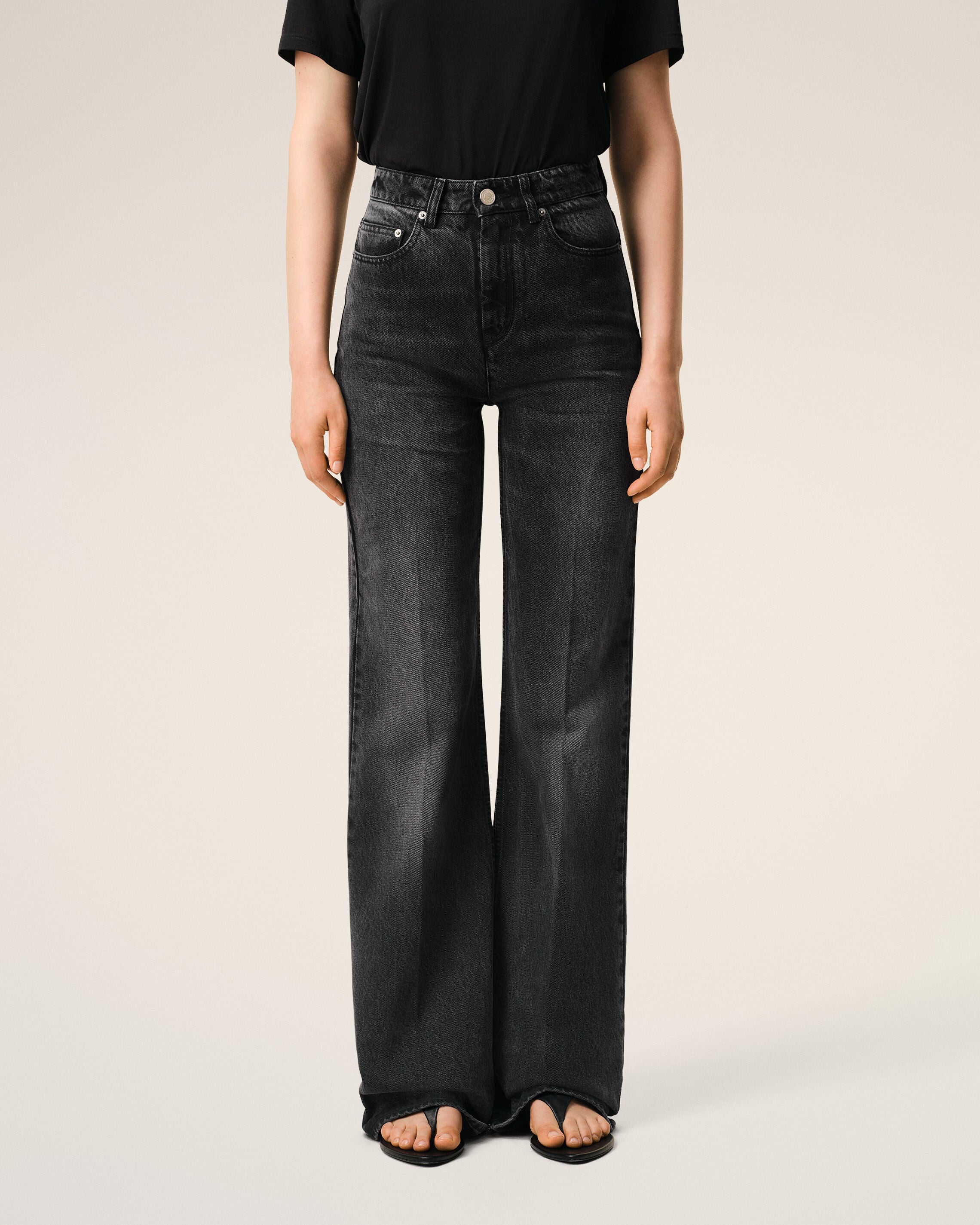 Black Cotton Flare Fit Jeans